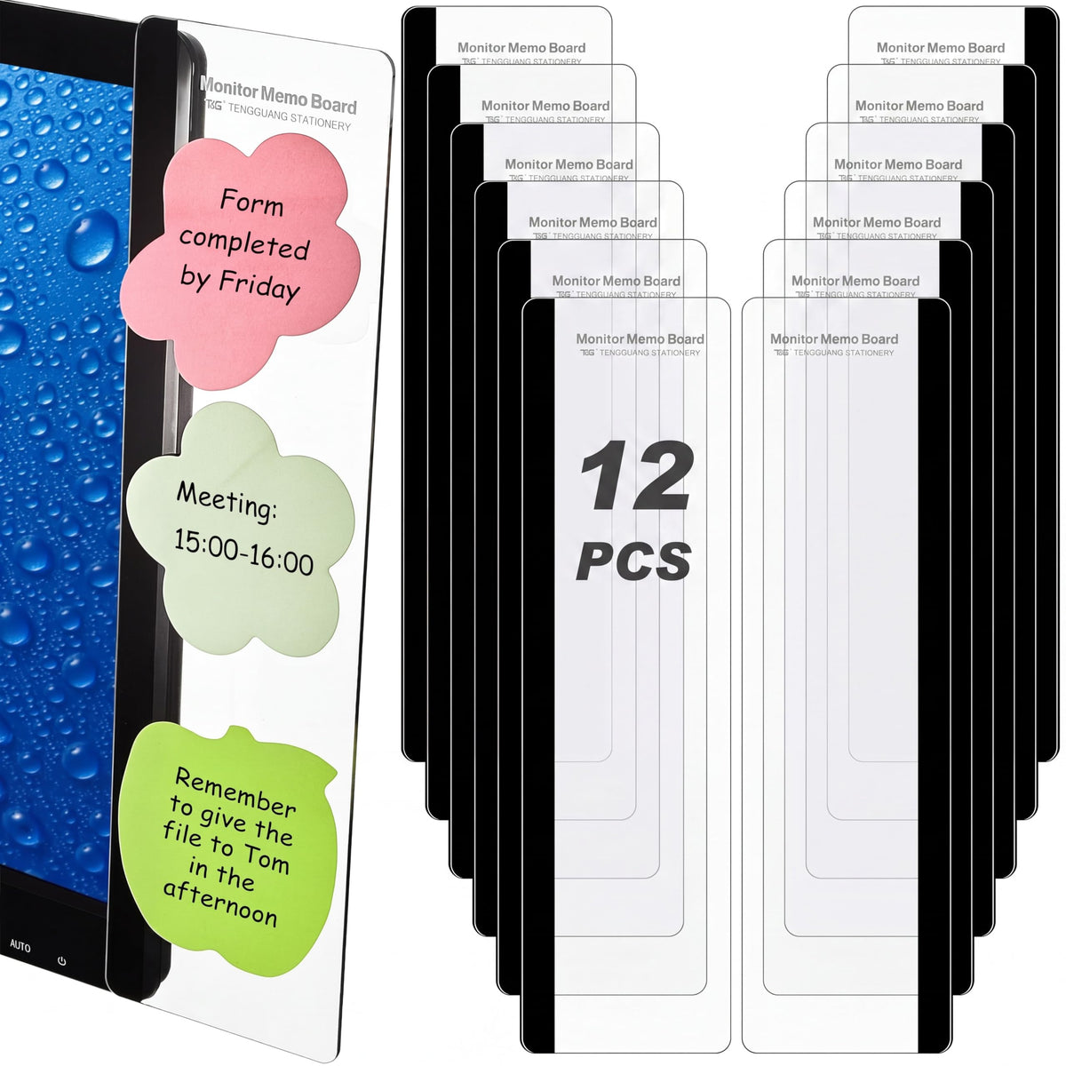 Zonon 12 Pieces Monitor Memo Board for Computer Transparent Acrylic