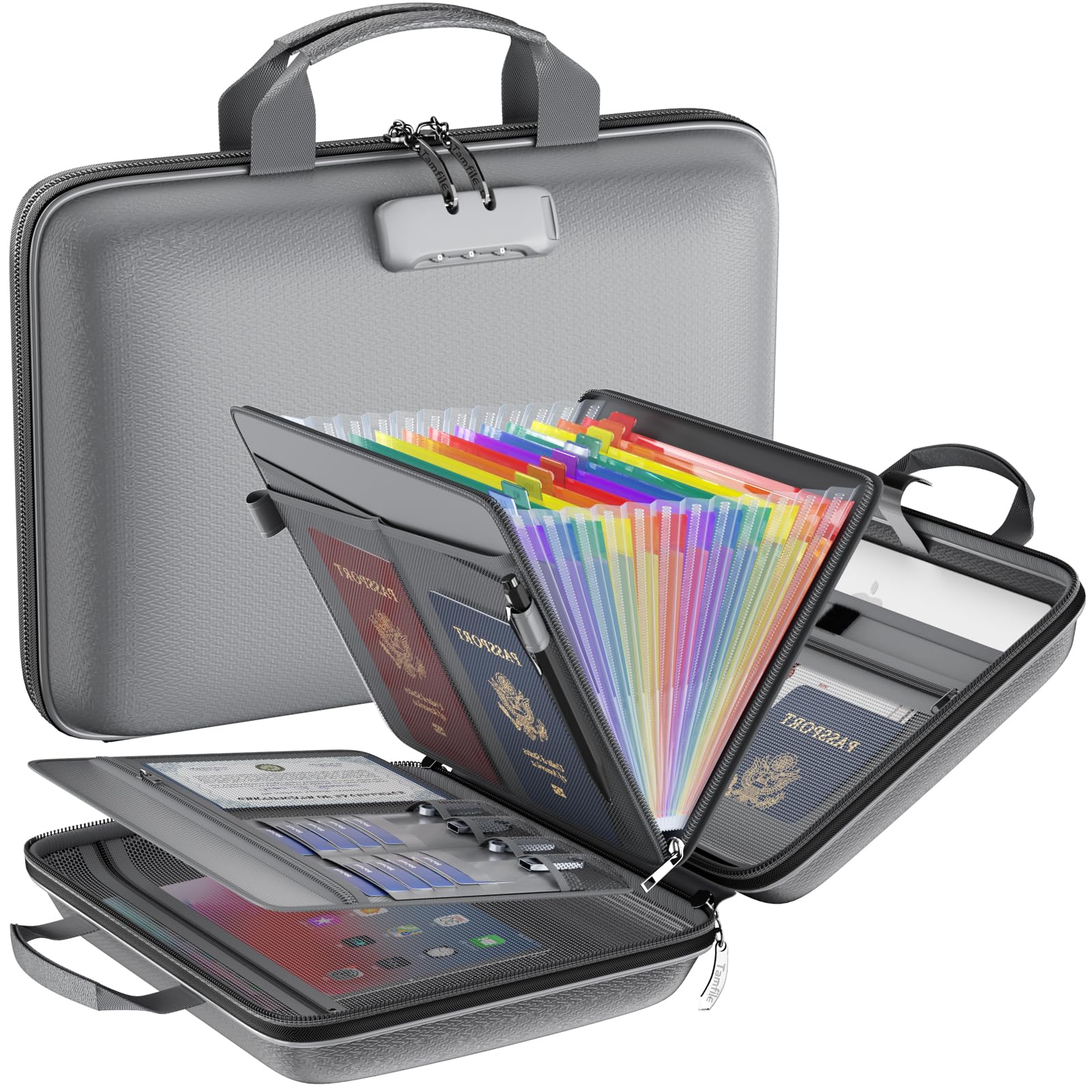 Tamfile Fireproof File Organizer with Lock,Hard Case Fireproof Document Box