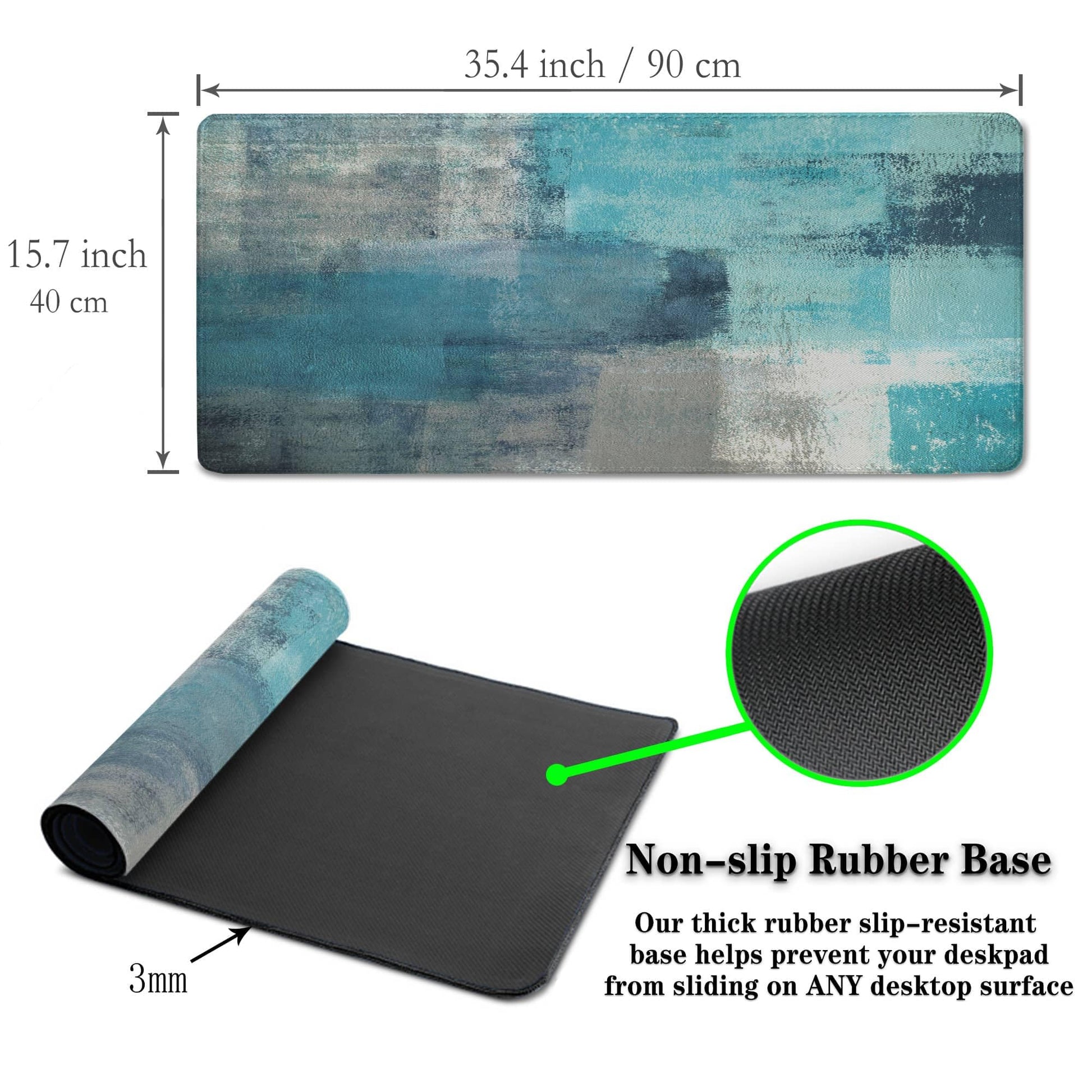 Samgula XXL Mouse Pad Turquoise and Gray, Extra Large Mouse Pad Gaming Desk Mats, Oversized