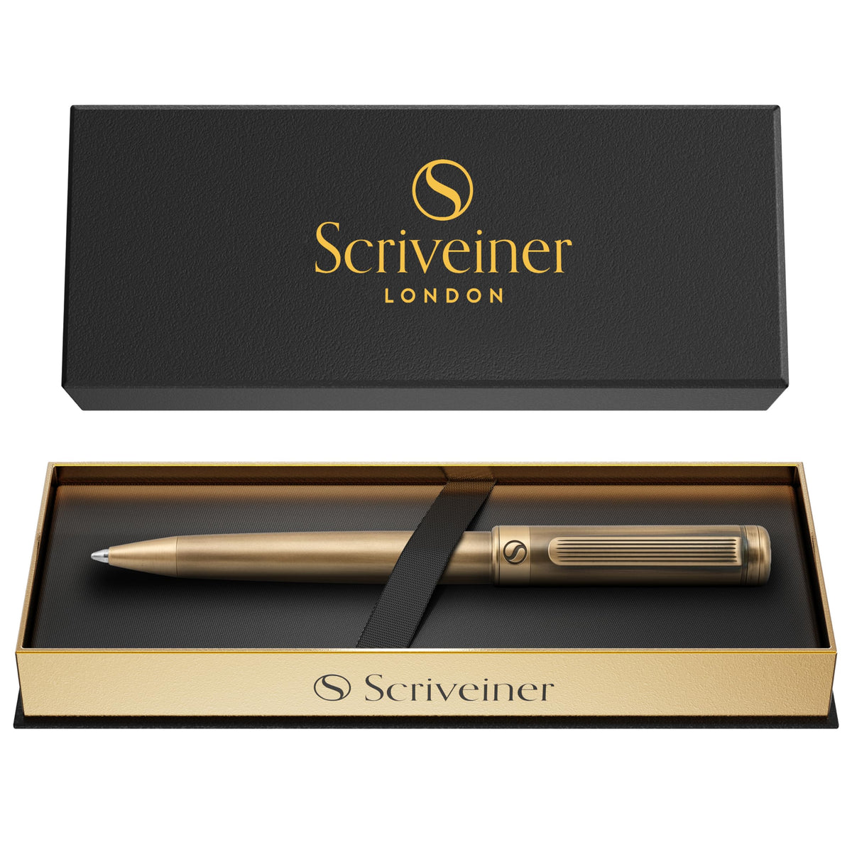 Scriveiner Bronze Ballpoint Pen - Stunning Luxury Pen, Schmidt Black Refill, Best Ball Pen Gift Set