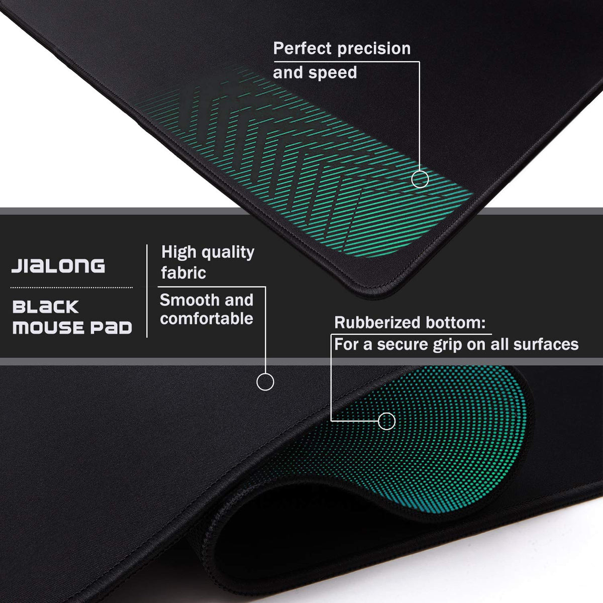 JIALONG Large Gaming Mouse Pad, Extended Mousepad with Black Stitched Edges, XXL Desk Mat, Big