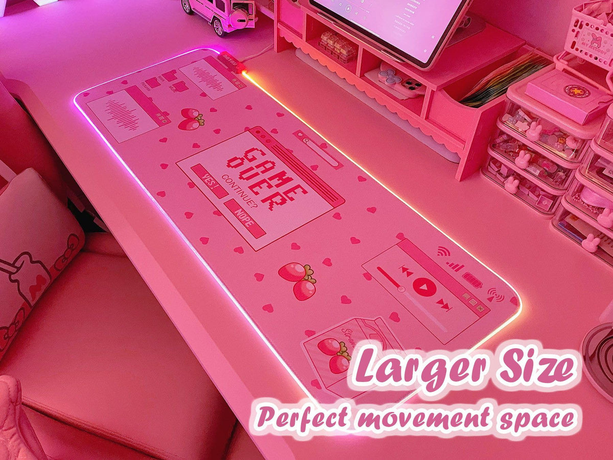 JMIYAV Pink RGB Gaming Mouse Pad 31.5x12 Inch PC XL Large Extended Glowing Led Light Up Desk Pad