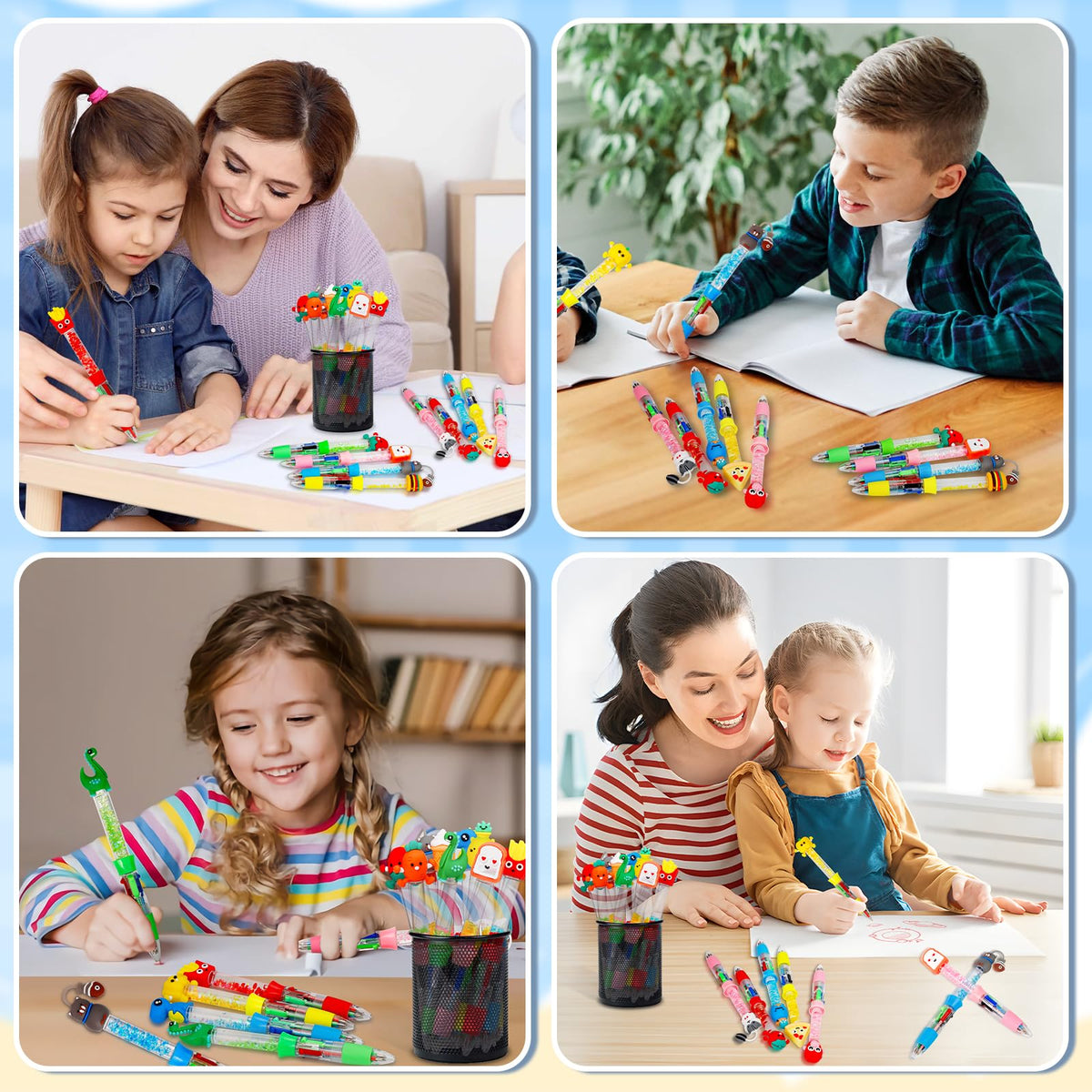 CZWZ 20Pcs Multicolor Pens in One 4-in-1 Cute Pens Bulk for Kids, Ballpoint Pen for Birthdays and