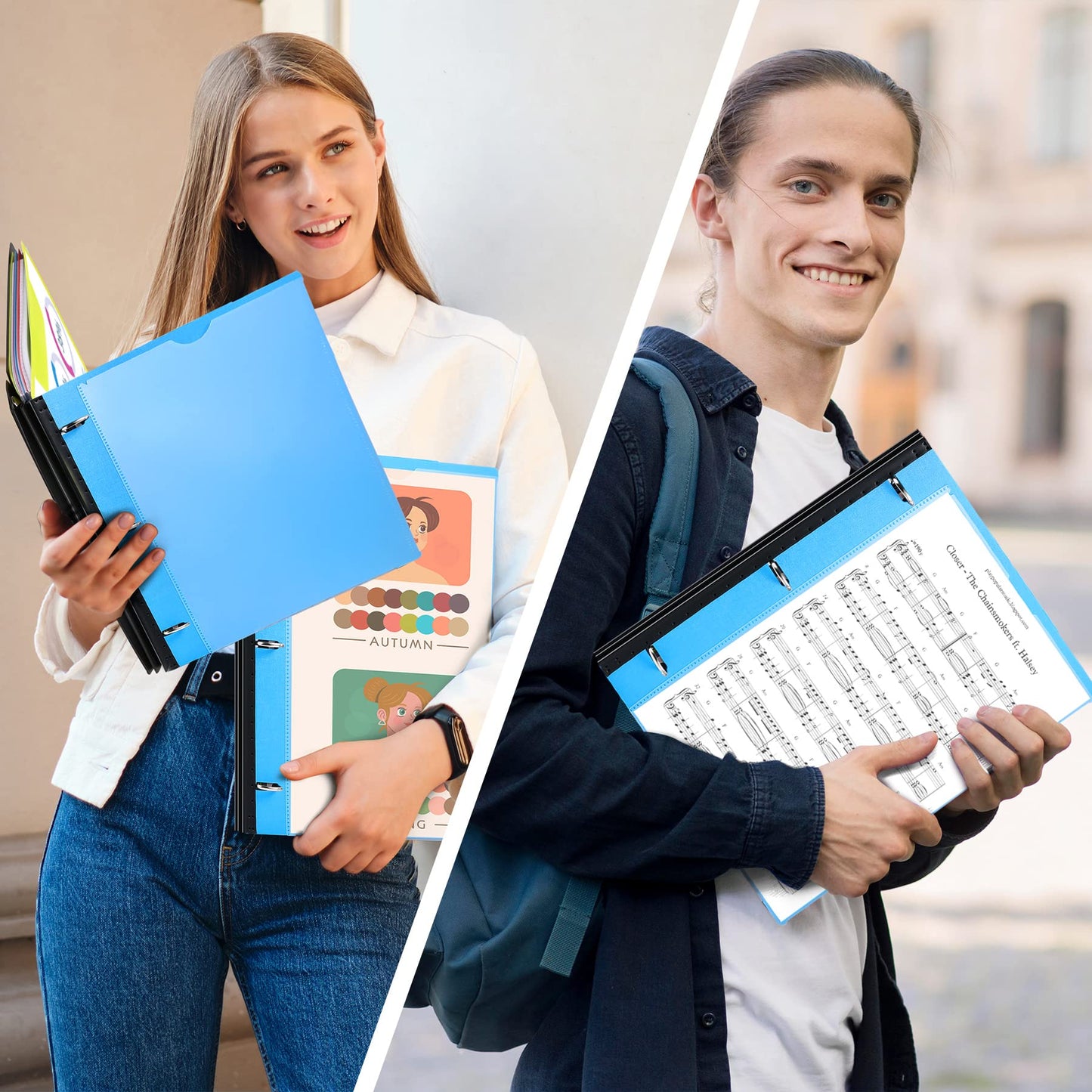 WOT I 2-Pack Telescoping 3 Ring Binder Notebooks, Blue