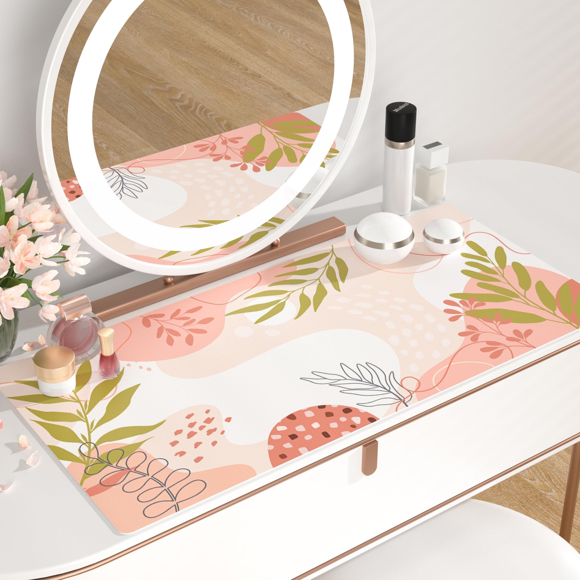 QiyI PU Leather Large Mouse Pad, 31.5" x 15.7", Minimalist Pink
