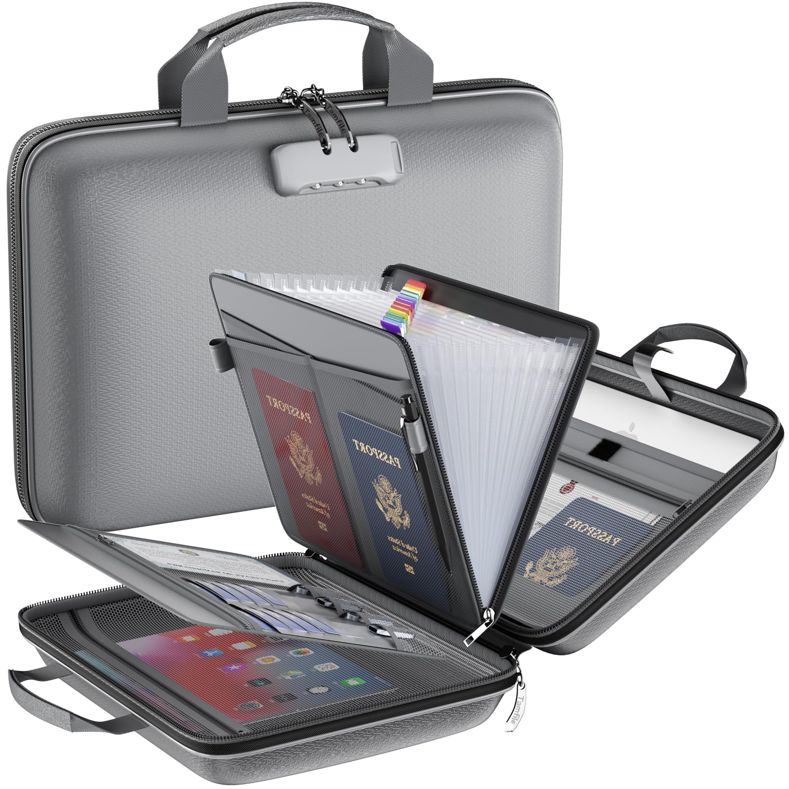 Tamfile Fireproof File Organizer with Lock,Hard Case Fireproof Document Box