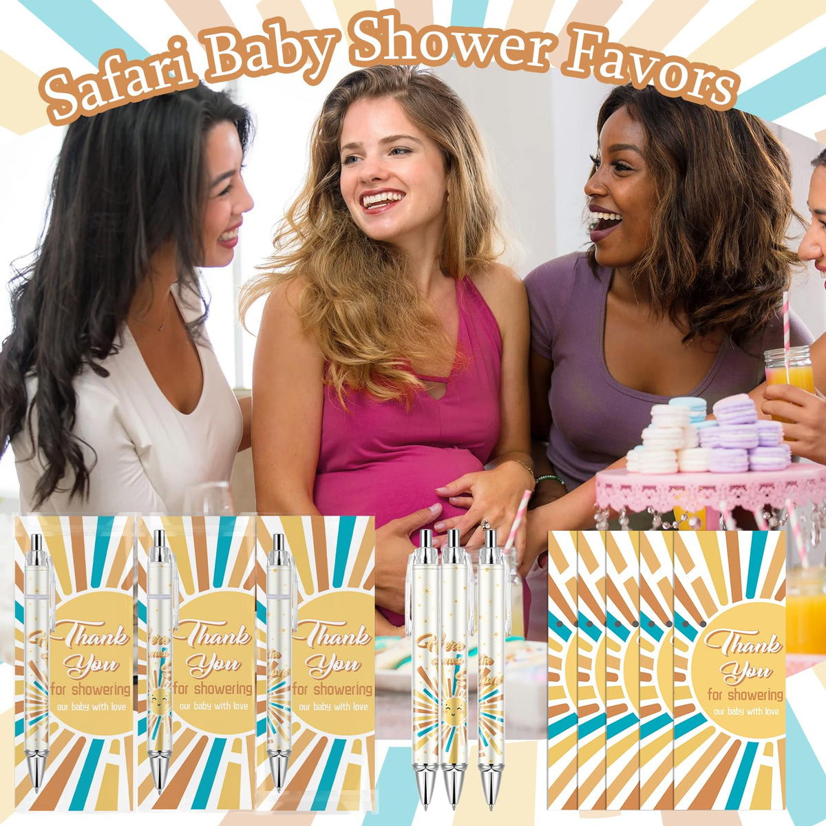 Lebsitey 50 Sets Baby Shower Favors Gifts for Guests Includes 50 Rolling Paper Ballpoint Pens and