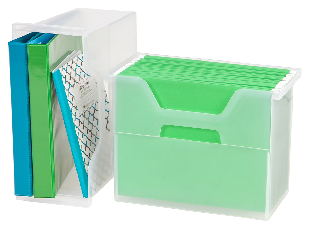 IRIS USA 6-Pack Medium Desktop File Box with Open Lid, Clear