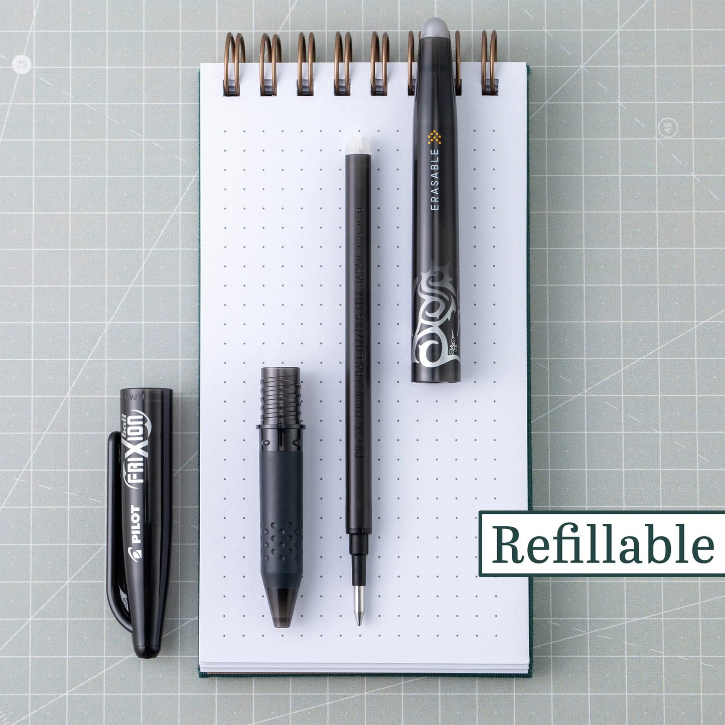 PILOT FriXion Ball Erasable & Refillable Gel Ink, Black Ink, 12-Pack