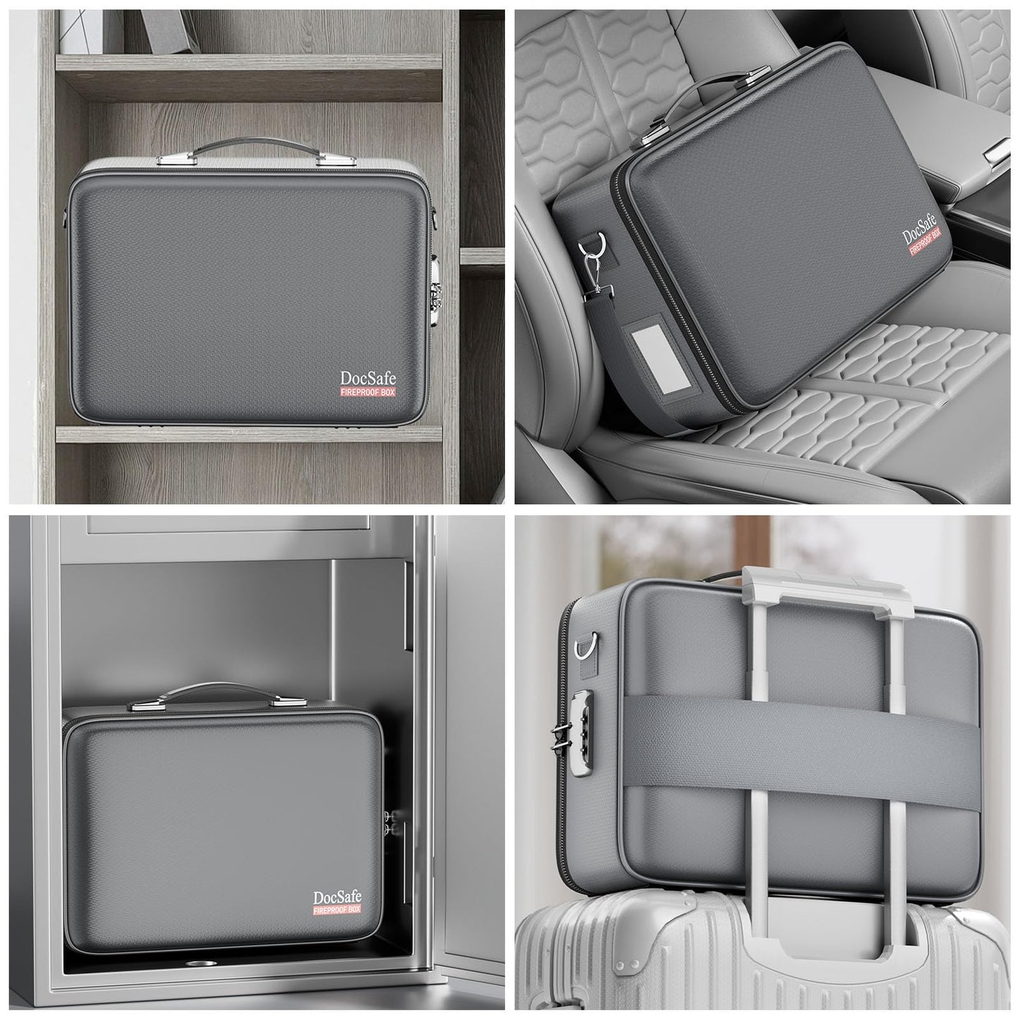 DocSafe Fireproof Document Box Hard Case with Lock ＆ Accordion File Folder