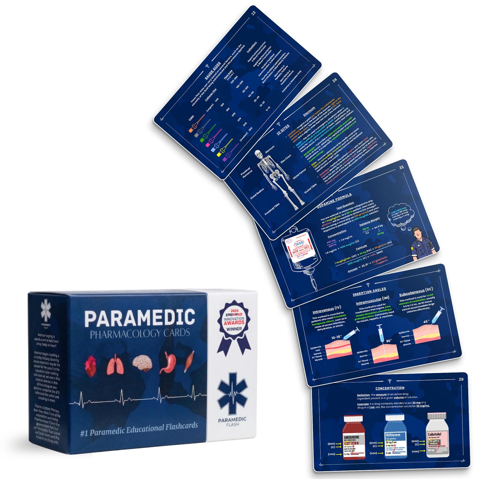 Paramedic Flash EMT Flashcards, Pharmacology Dosage Study Guide