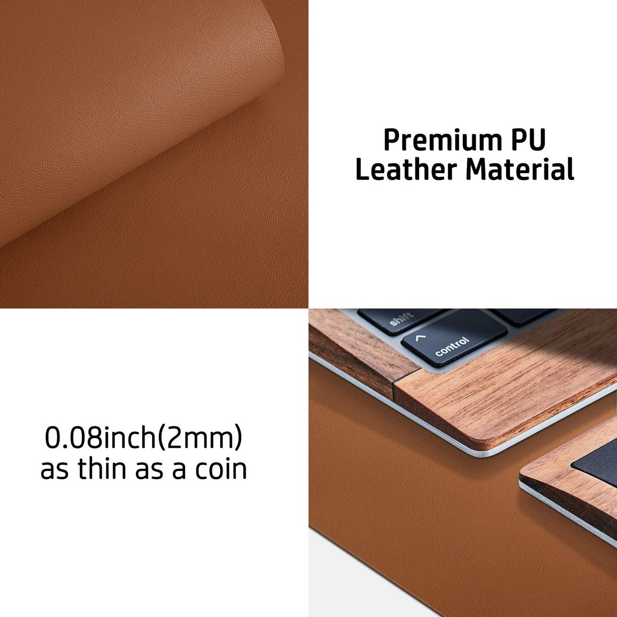 Aothia Leather Desk Pad Protector, Mouse Pad, Office Desk Mat, Non-Slip PU Leather Desk Blotter