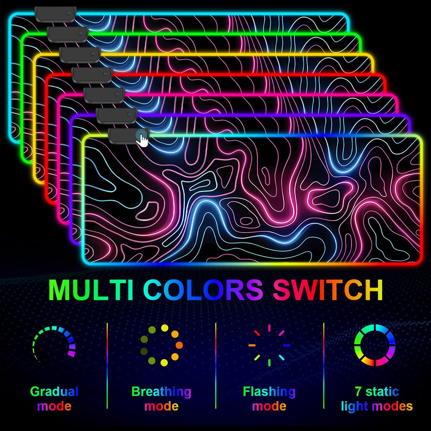 Mouse Pad 31.5 X 11.8 Inches RGB Mouse Mat with 13 Light Modes