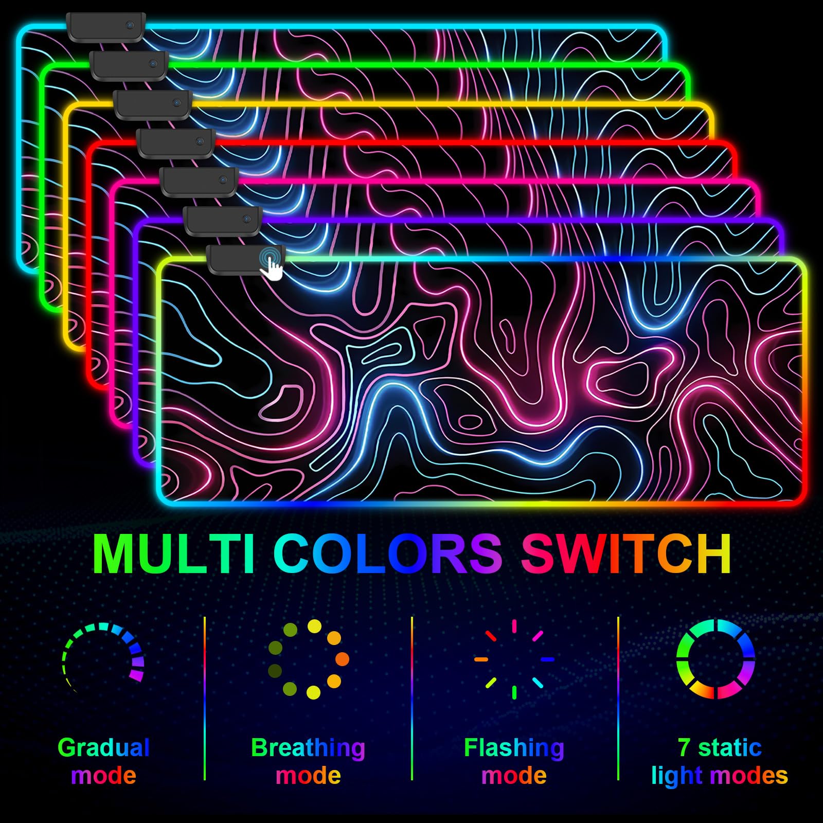 Mouse Pad 31.5 X 11.8 Inches RGB Mouse Mat with 13 Light Modes