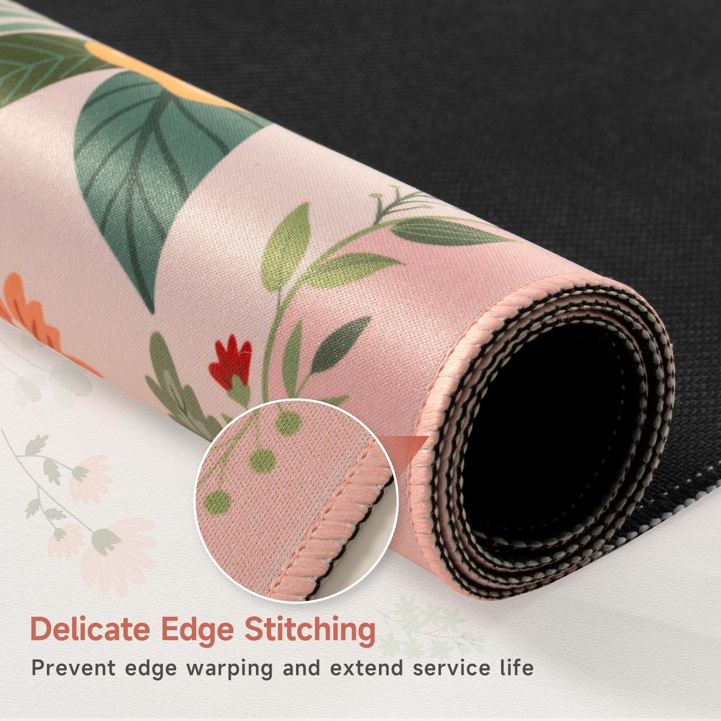 HAOCOO Light Pink Cute Deskmat, 35.4" x 15.7" Computer Pad for Home Desk