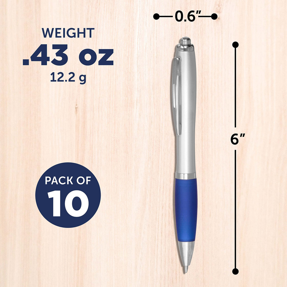 Personalized Ballpoint Pens with Rubber Grip and Black Ink, Pack of 10 by DISCOUNT PROMOS