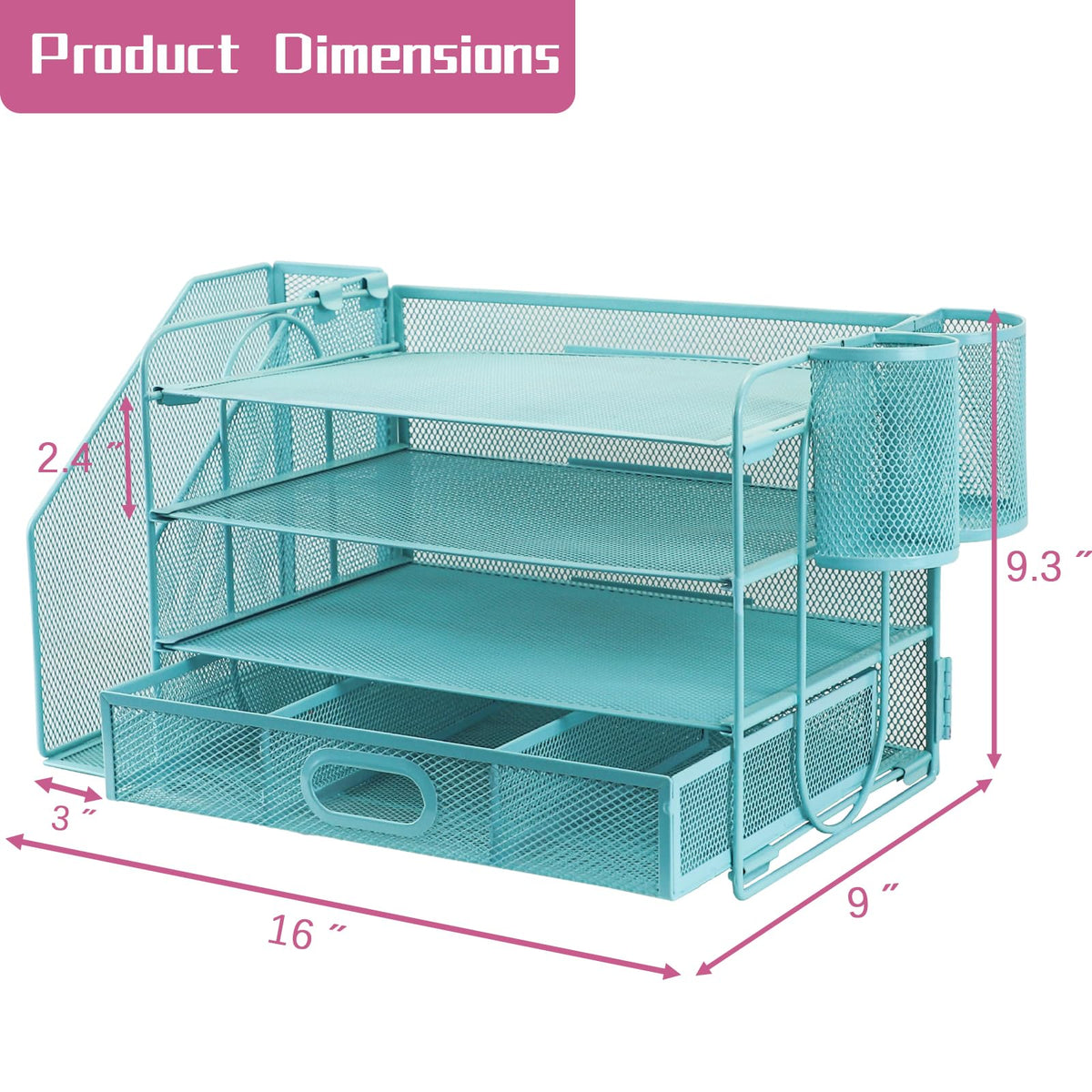 ideallife Desk Organizers and Accessories with File Holder, 4-Tier Paper Letter Tray Organiser with