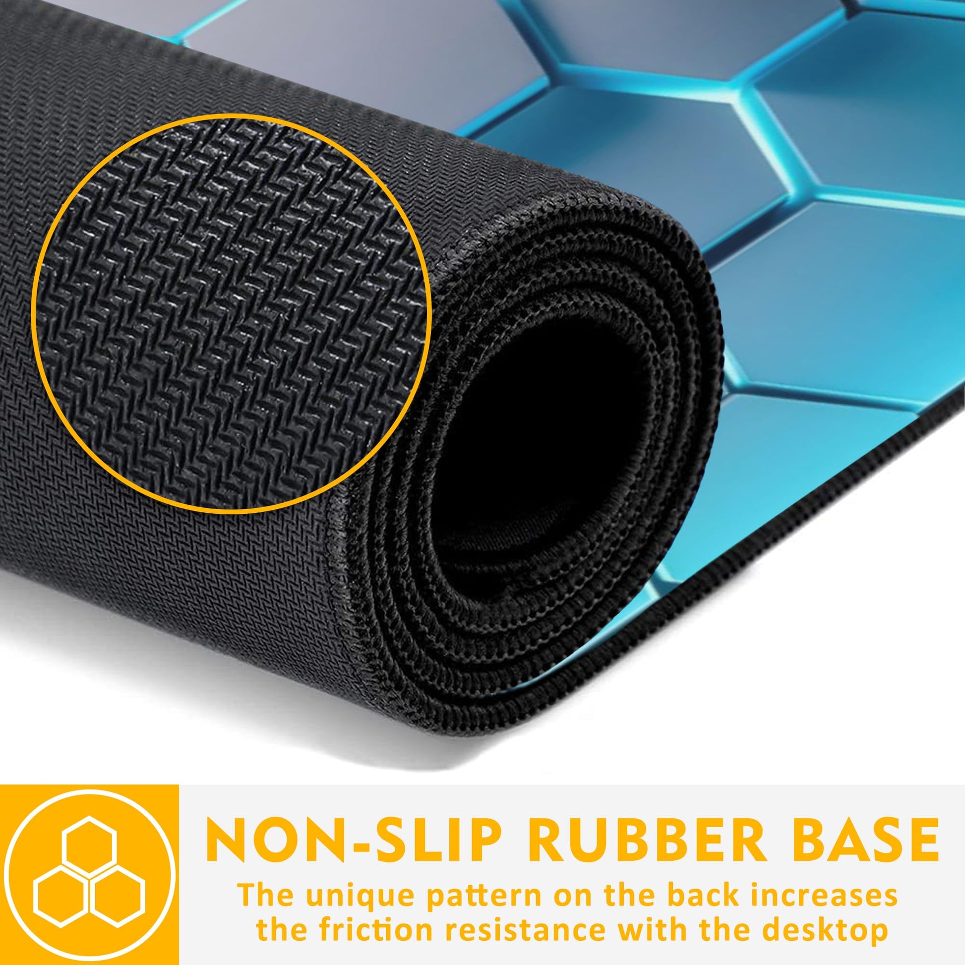 Uiaoiais Gaming Mouse Pad,Honeycomb Hexagon Desk Mat,31.5""X15.7"" Large Desk Pad with Stitched