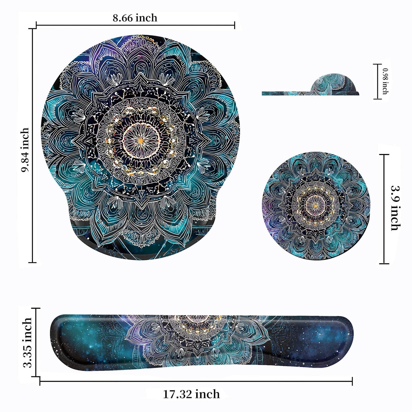 Keyboard Wrist Rest and Mouse Pad Wrist Support Set with Coasters,Ergonomic Gaming Mousepad for