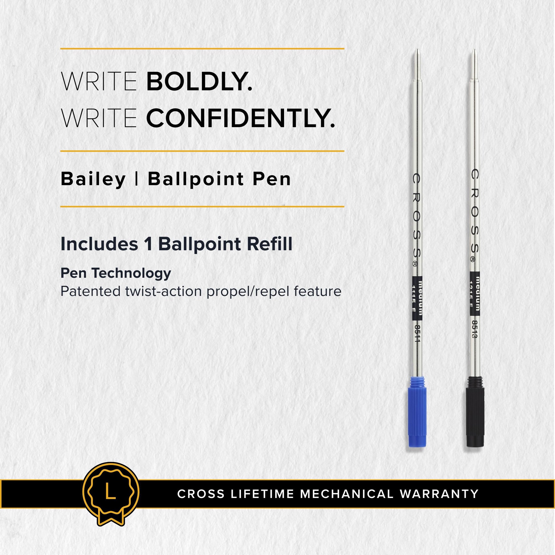 Cross Bailey Matte Gray Lacquer Ballpoint Pen, Medium Point, Black Ink