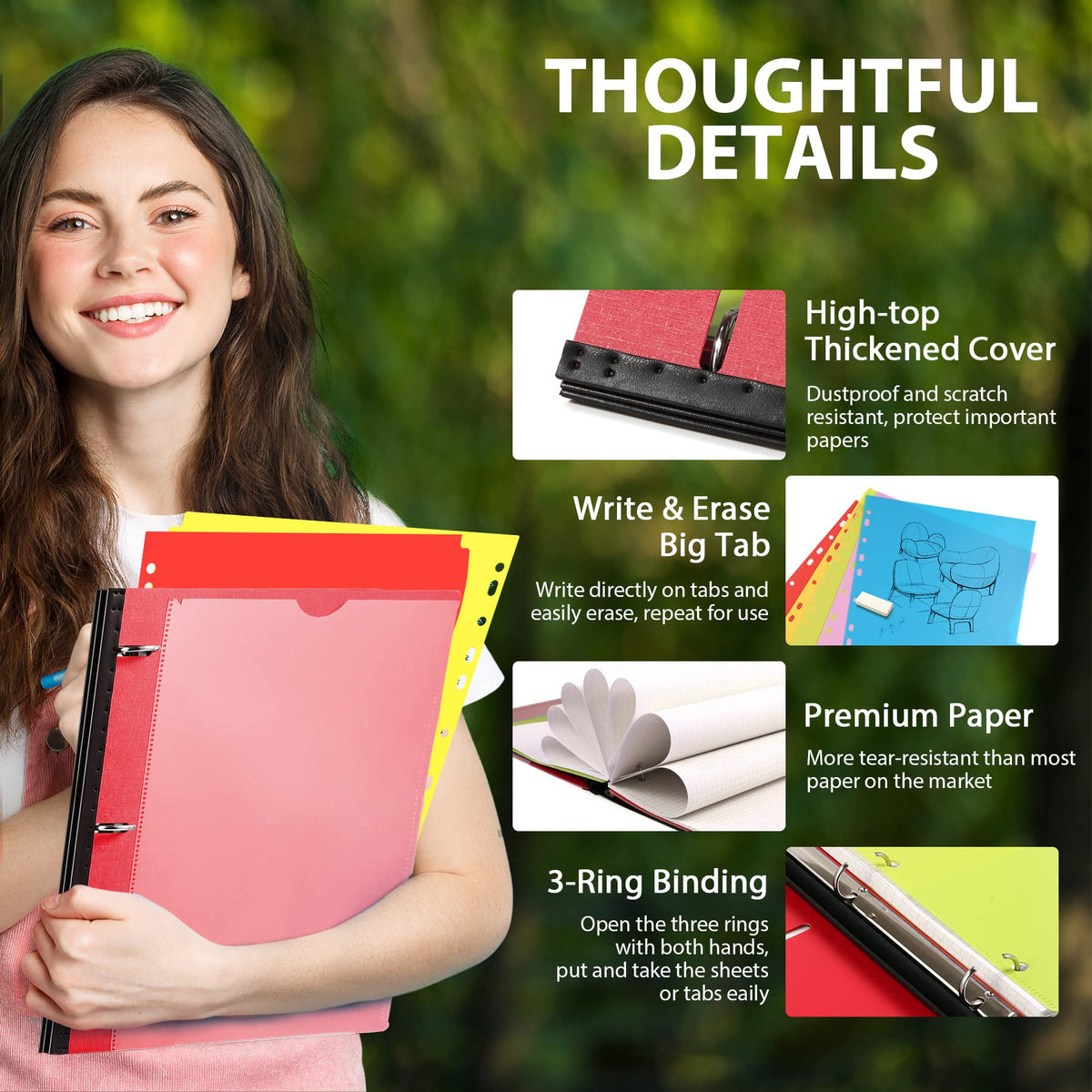 WOT I 2-Pack Telescoping 3 Ring Binder Notebooks, Red
