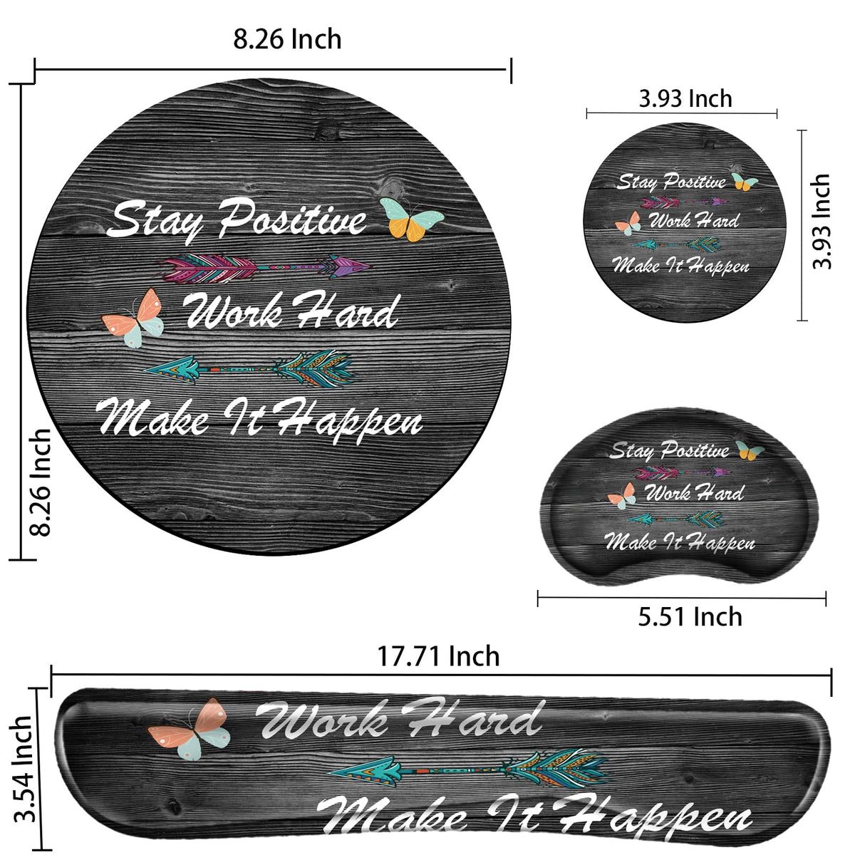 Stay Positive Mouse Pad with Wrist Support Inspirational Mousepad Memory Foam Keyboard Wrist Rest