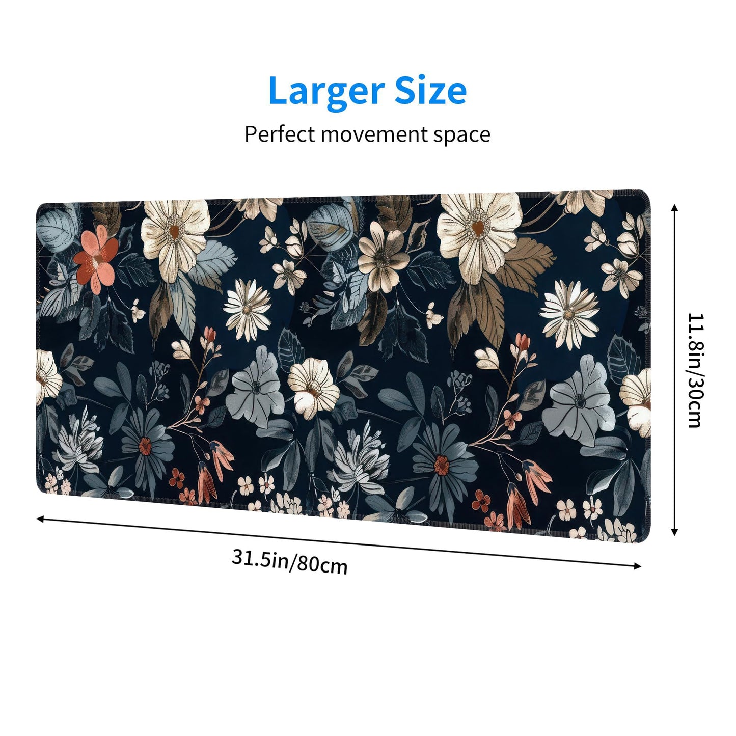 Dark Flower Large Mouse Pad,Gaming Keyboard Desk Pad,Extended Mouse Mat Non-Slip Rubber Base with