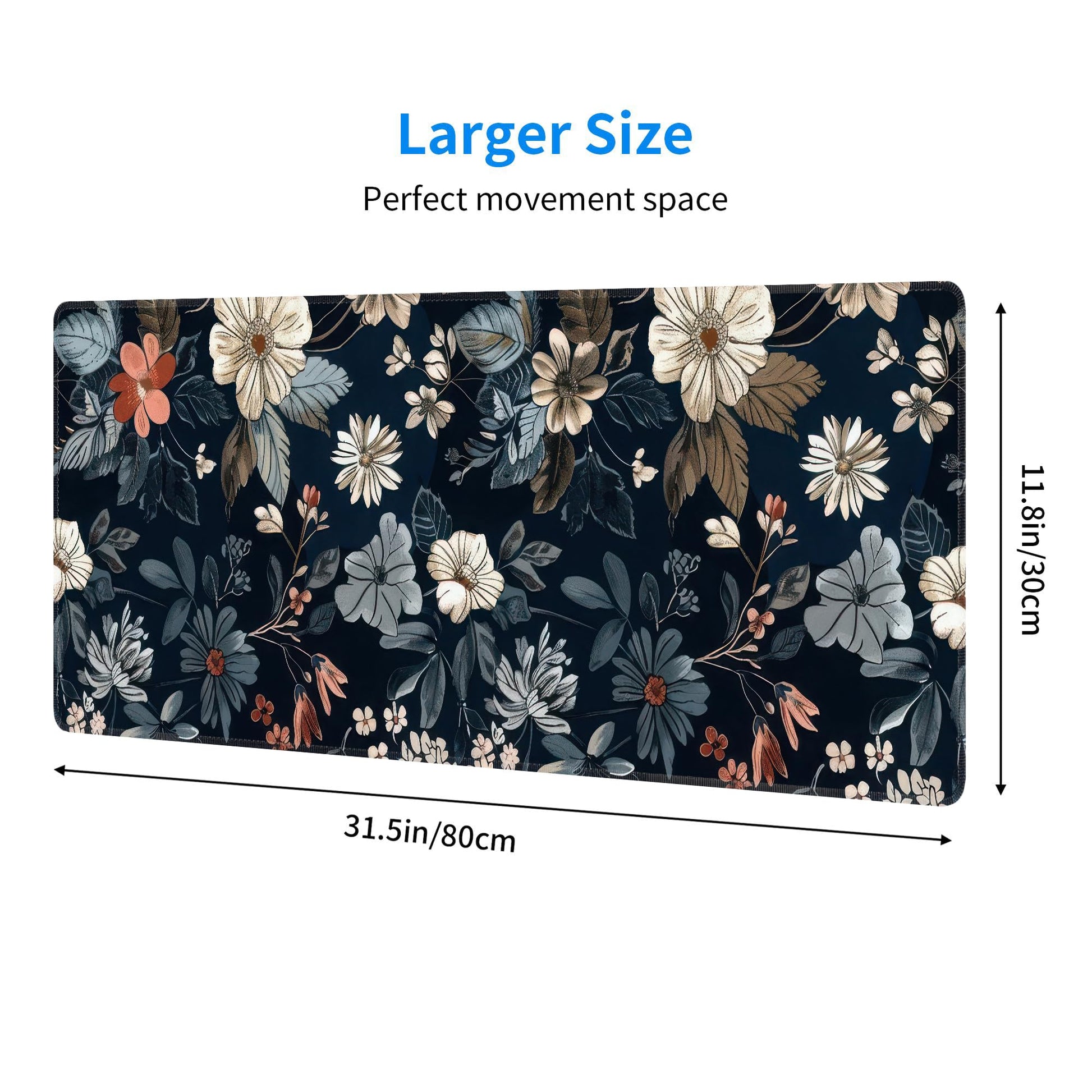 Dark Flower Large Mouse Pad,Gaming Keyboard Desk Pad,Extended Mouse Mat Non-Slip Rubber Base with