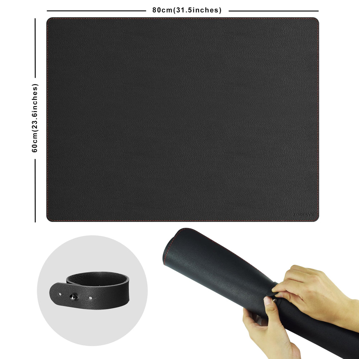 ZORESYN Conference Table Pads PU Leather 66.9" x 27.6" (Black)
