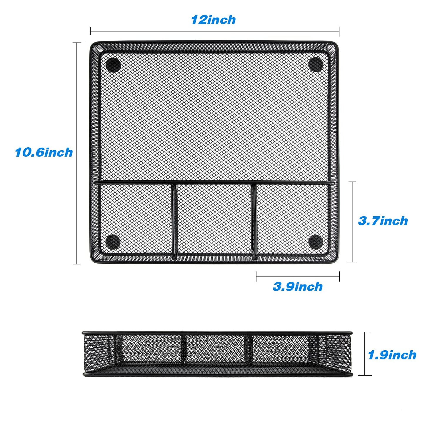 VyGrow Desk Drawer Organizer Tray, Metal Mesh Drawer Organizers Office, 4 Grid with Adjustable