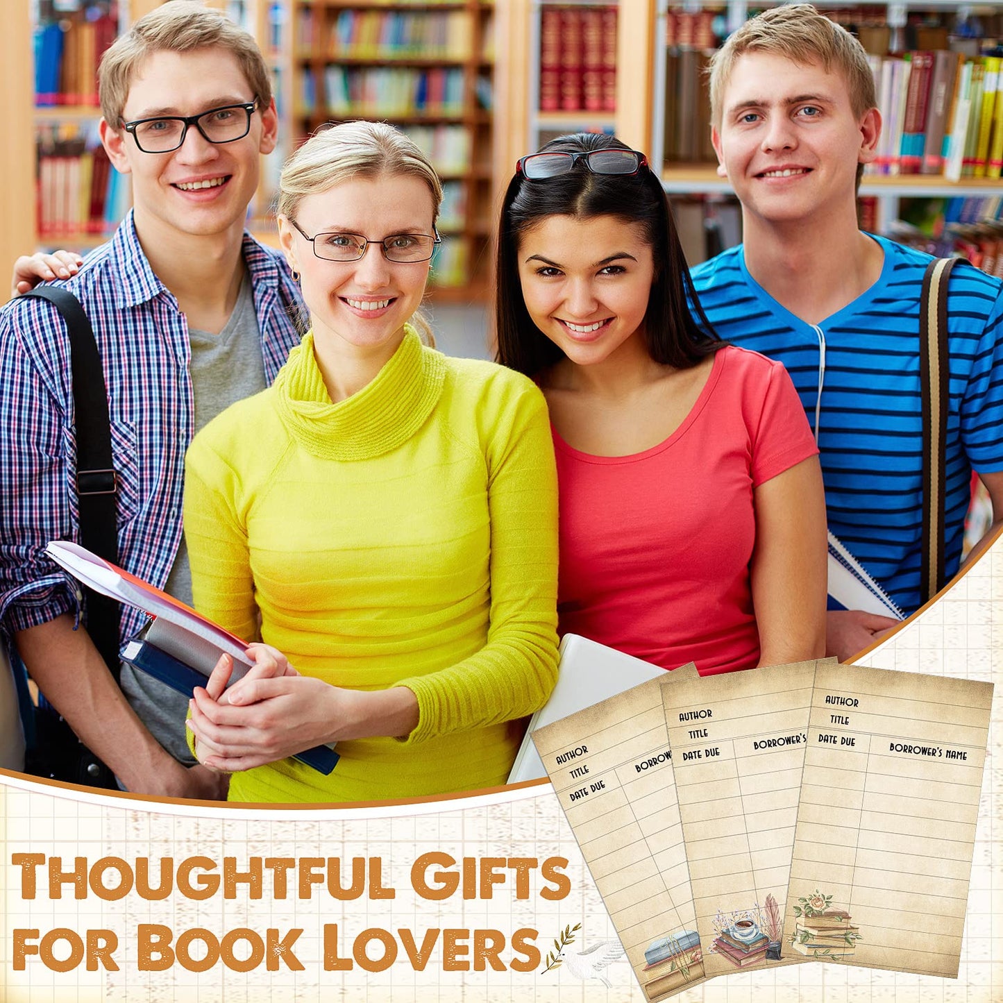 Roowest 120 Pack Library Card Pockets Library Checkout Index Cards, Books