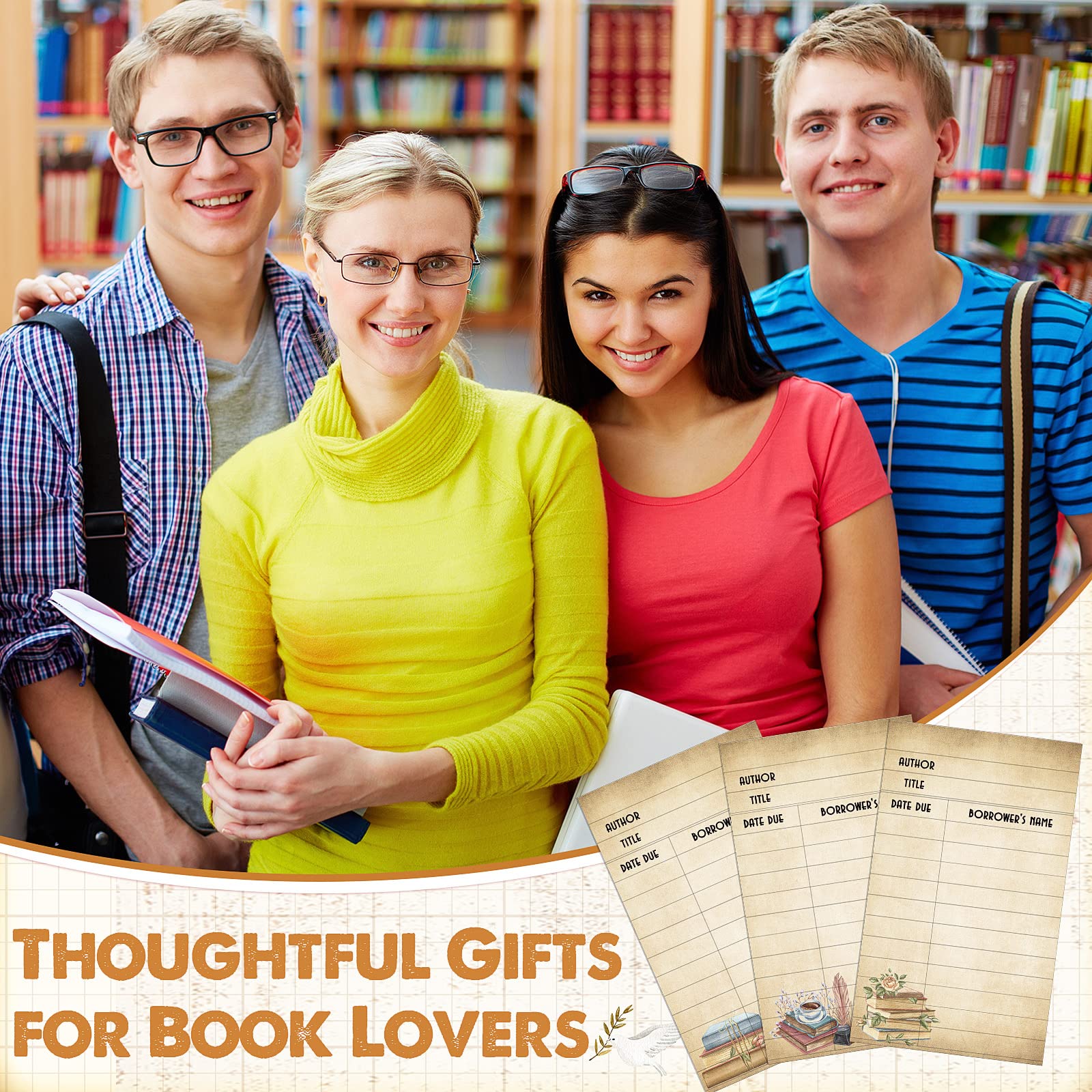 Roowest 120 Pack Library Card Pockets Library Checkout Index Cards, Books