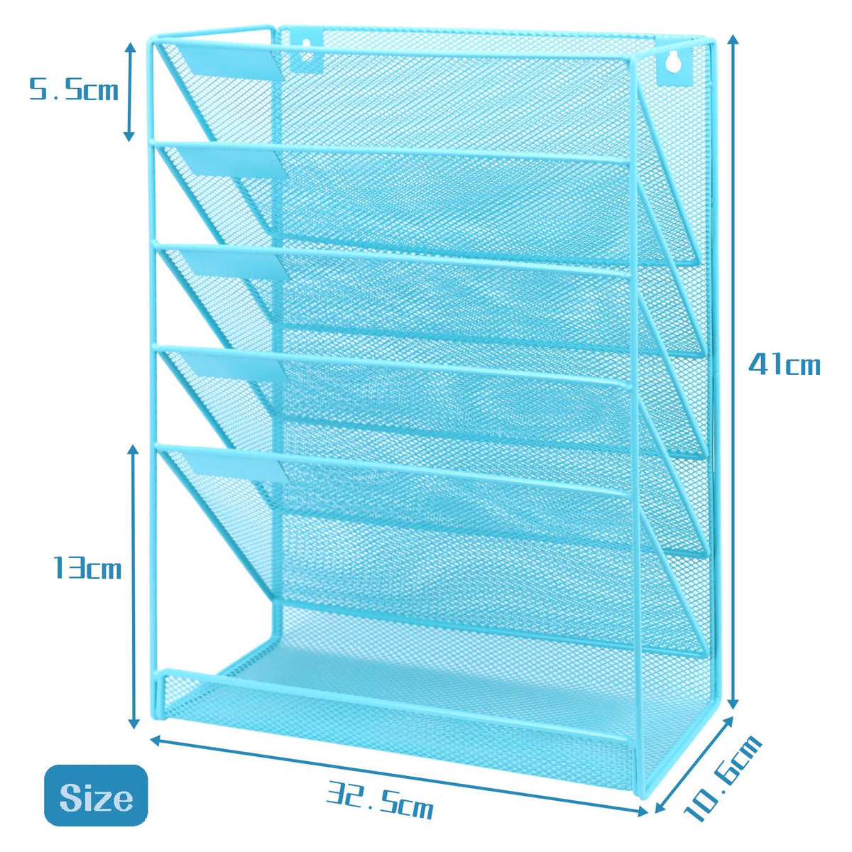 ideallife 5 Pockets Mesh Wall File Holder Organizer with Bottom Flat Tray, Office Hanging File