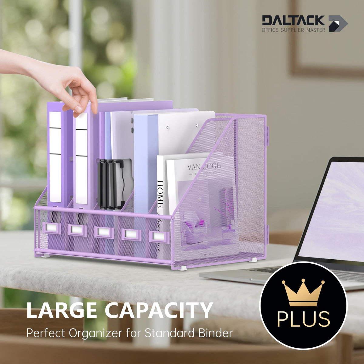 DALTACK 5-Slot Magazine File Holder, Metal Binder Holder, Purple