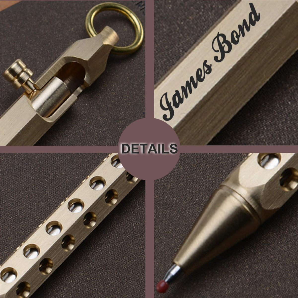 Auchic Personalized Bolt Action Pen Gift Set Free Engraved Customed Pocket EDC Brass Ballpoint Pen
