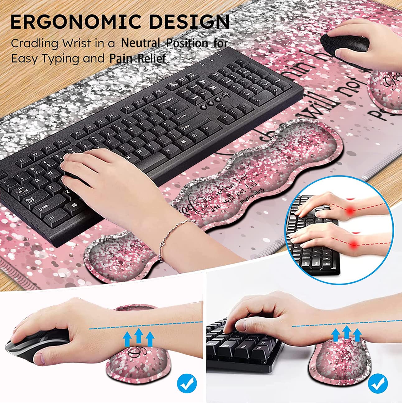 Desk Pad, Large Gaming Mouse Pad Extended Thick Writing Pads, Ergonomic Keyboard Wrist Rest with