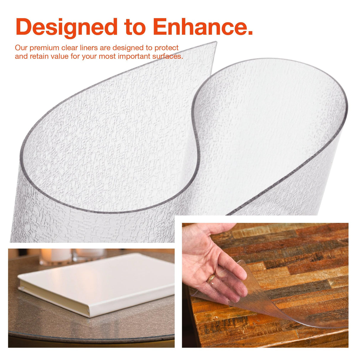 ExactMade - Clear Table Protector, USA Made, Safe, 12 x 18 Inch, 2mm Thick Pebble Textured Vinyl