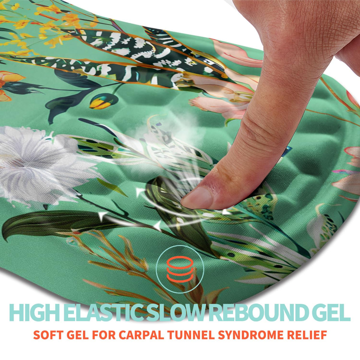 Kuosgm Ergonomic Mouse Pad Wrist Support with Memory Foam Massage Bulge, Carpal Tunnel Pain Relief