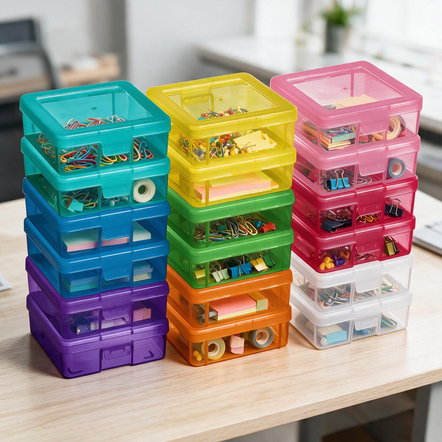 novelinks Plastic Small Storage Containers with Lids for Organizing