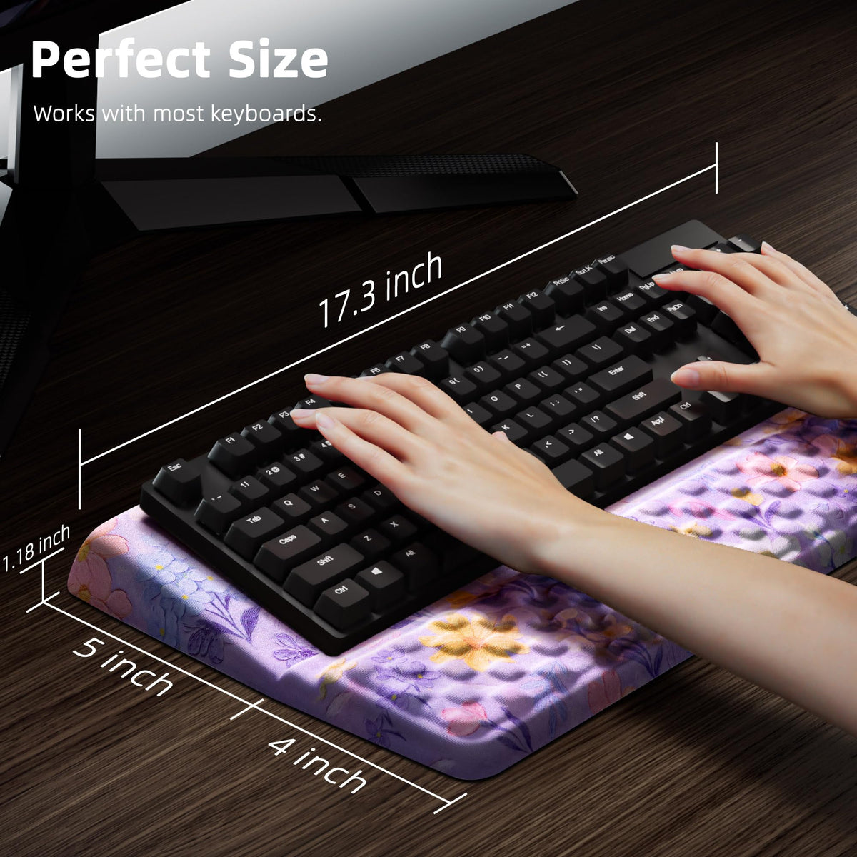 Ospelelf Keyboard Wrist Rest, Ergonomic Memory Foam Wrist Support for Typing & Gaming, Tilted