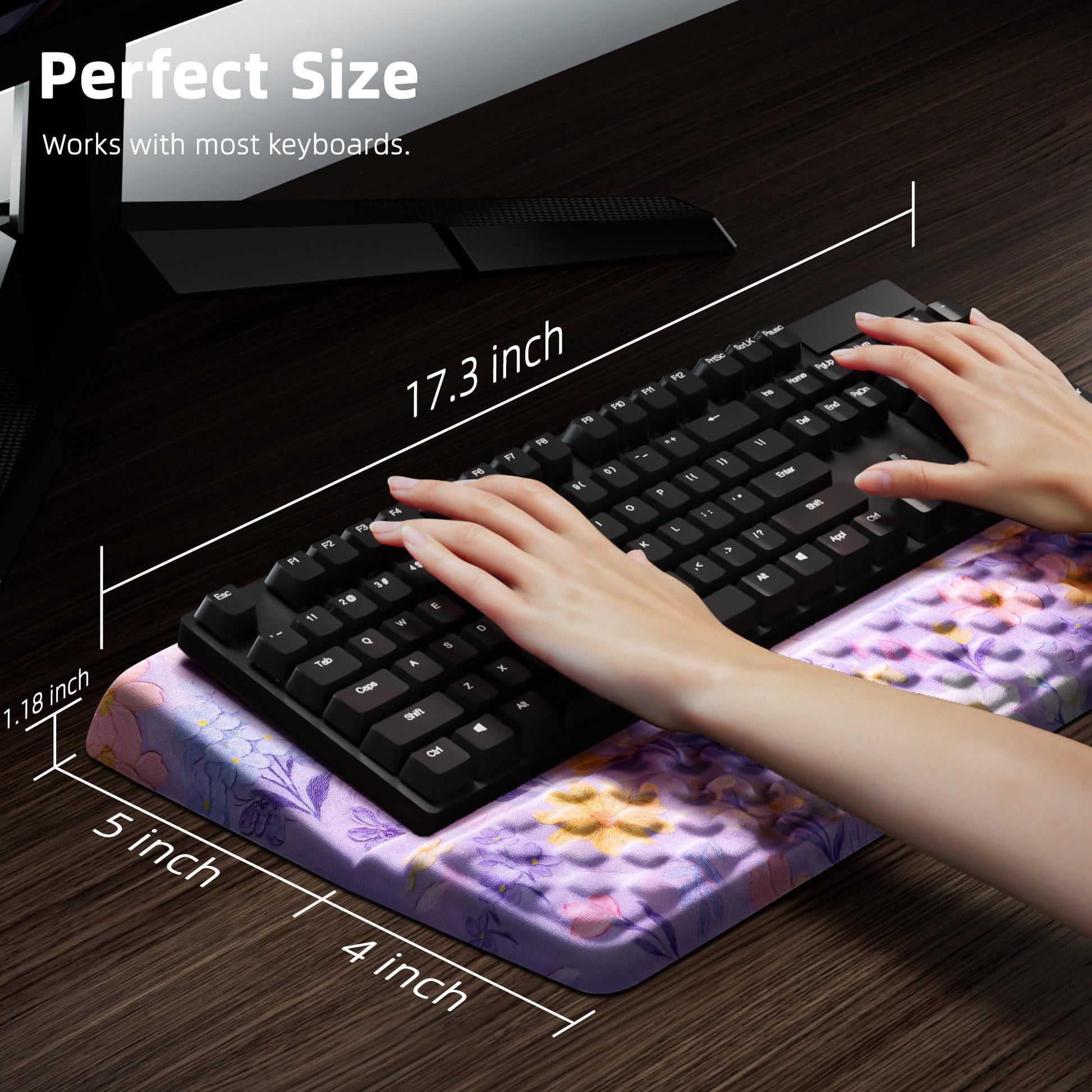 Ospelelf Keyboard Wrist Rest, Ergonomic Memory Foam Wrist Support for Typing & Gaming, Tilted