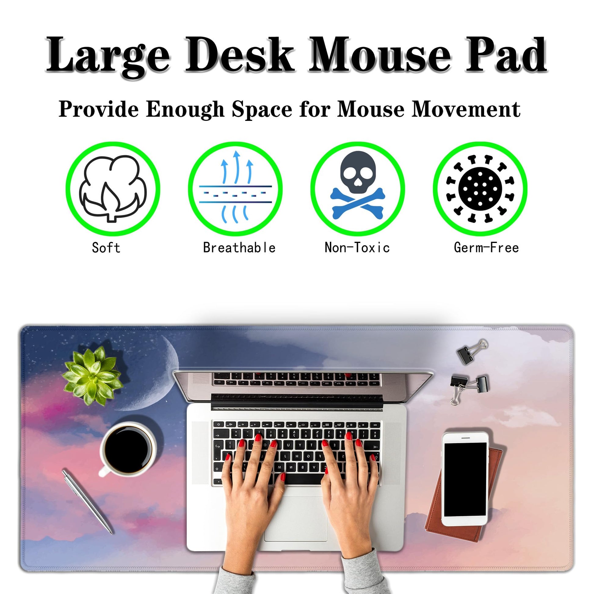 Samgula Big Mouse Pad Pink Desk Decor for Girls, Gaming Mouse Pads Desk Pad for Woman Keyboard