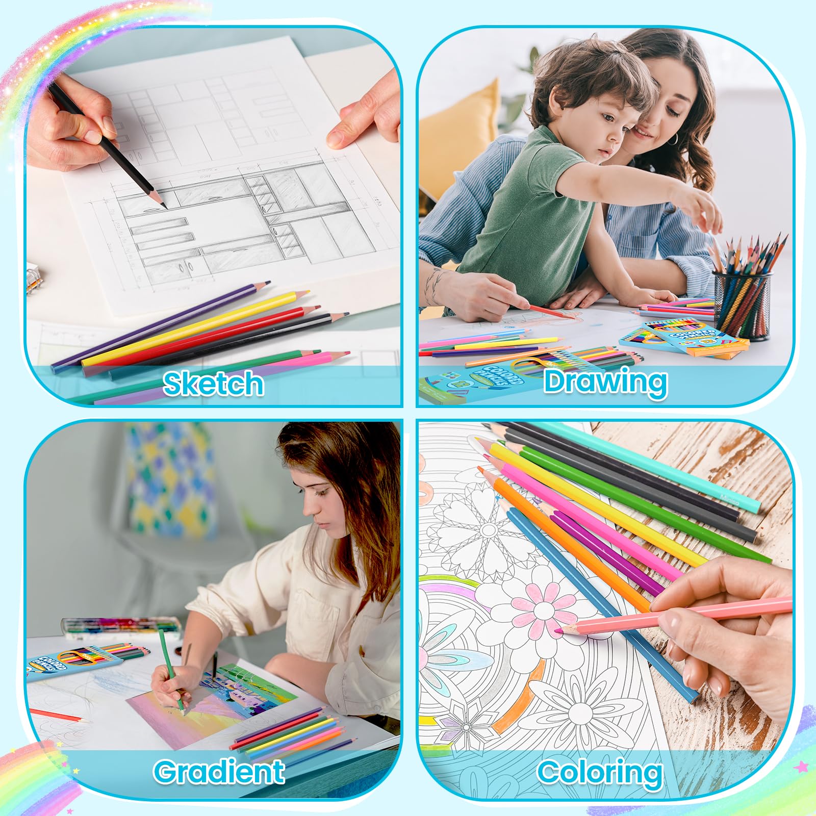 144 Count Colored Pencils for Kids, 12 Packs Colored Pencils Bulk 12 Colors