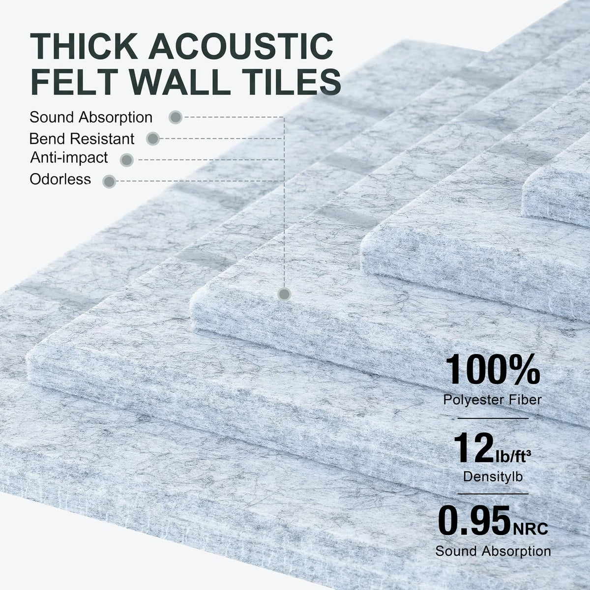 G Gamit 0.47" Thick Felt Wall Tiles 36"x24" Cork Board Alternative 6 Pack 11.81"x11.81"Felt