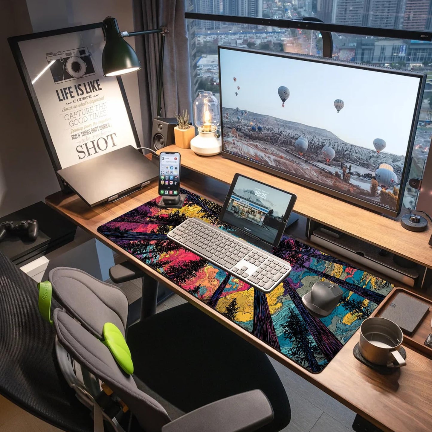 Extended Gaming Mouse Pad, Large Mouse Mat 3 mm Nature Rubber Base Mousepad with Stitched Edges