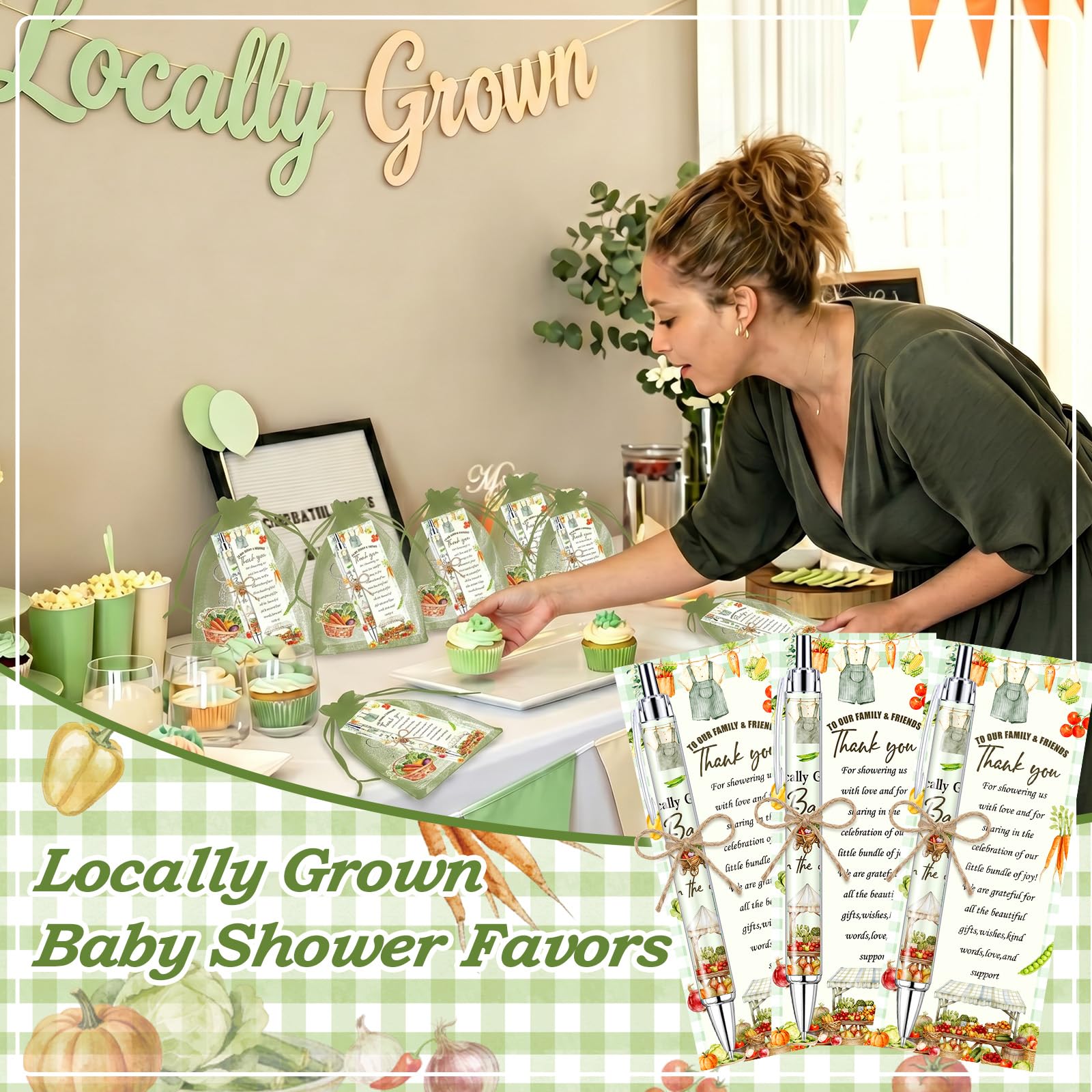 145 Pieces Locally Grown Baby Shower Gifts for Guest Farmers Market Baby On the Way Ballpoint Pens