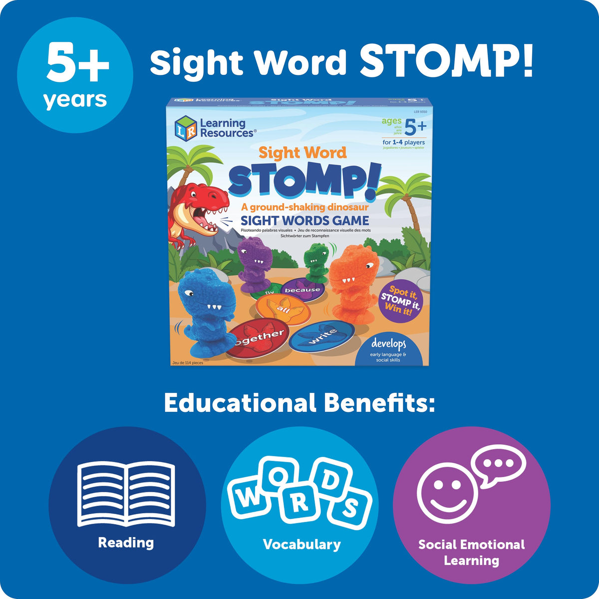 Learning Resources Sight Word Stomp! - Alphabet Toys, Phonics Flash Cards, Classroom Board Games