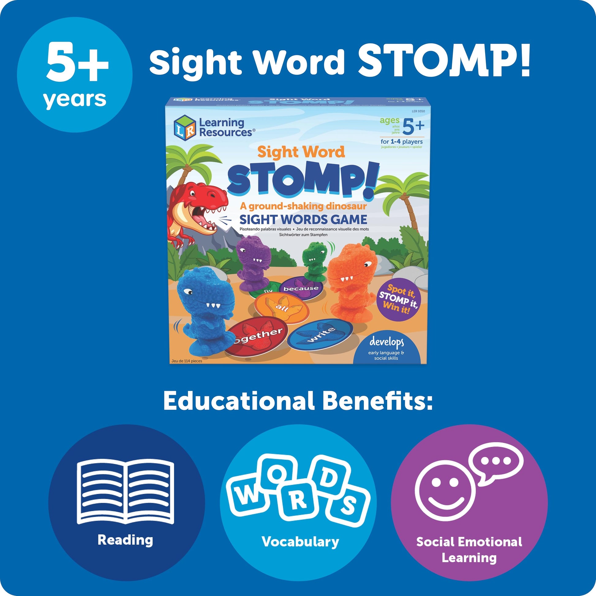 Learning Resources Sight Word Stomp! - Alphabet Toys, Phonics Flash Cards, Classroom Board Games