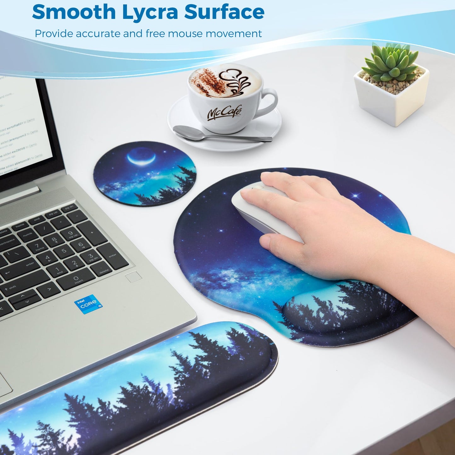 Wiabsi Mouse Pad and Keyboard Wrist Rest Support,Ergonomic Mouse Pad Set