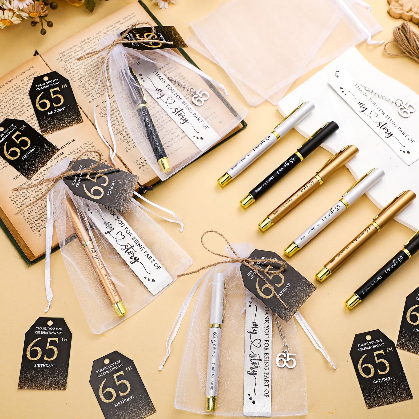 Sinload 25 Sets Birthday Favors for Guests 25 Thanks for Coming Ballpoint Pens 25 Metal Bookmarks